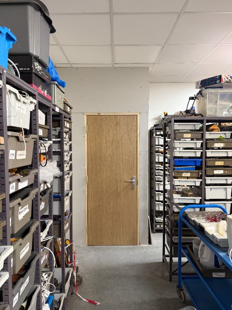Solid oak door installed in a commercial facility