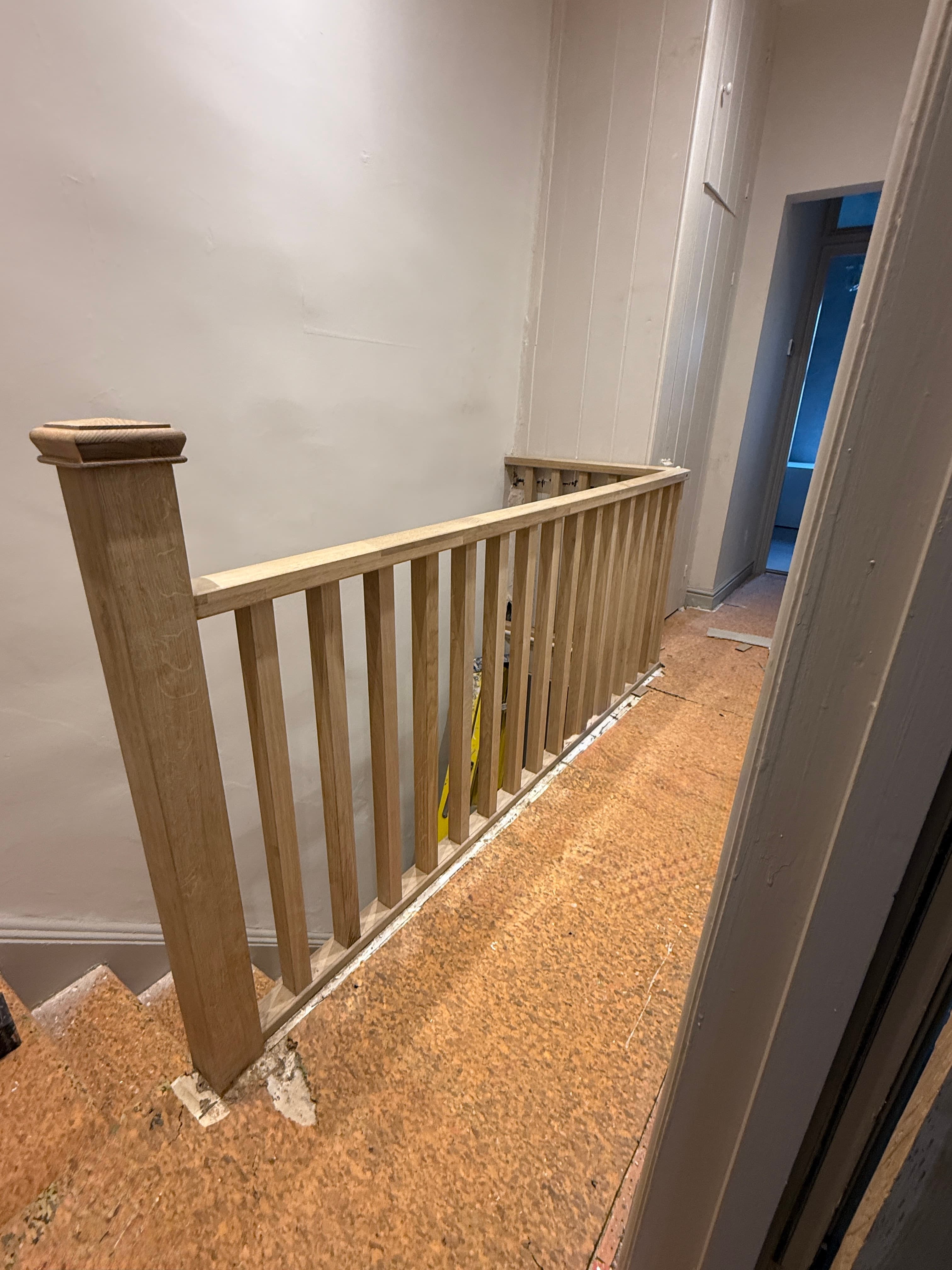 New oak staircase balustrade in a period home