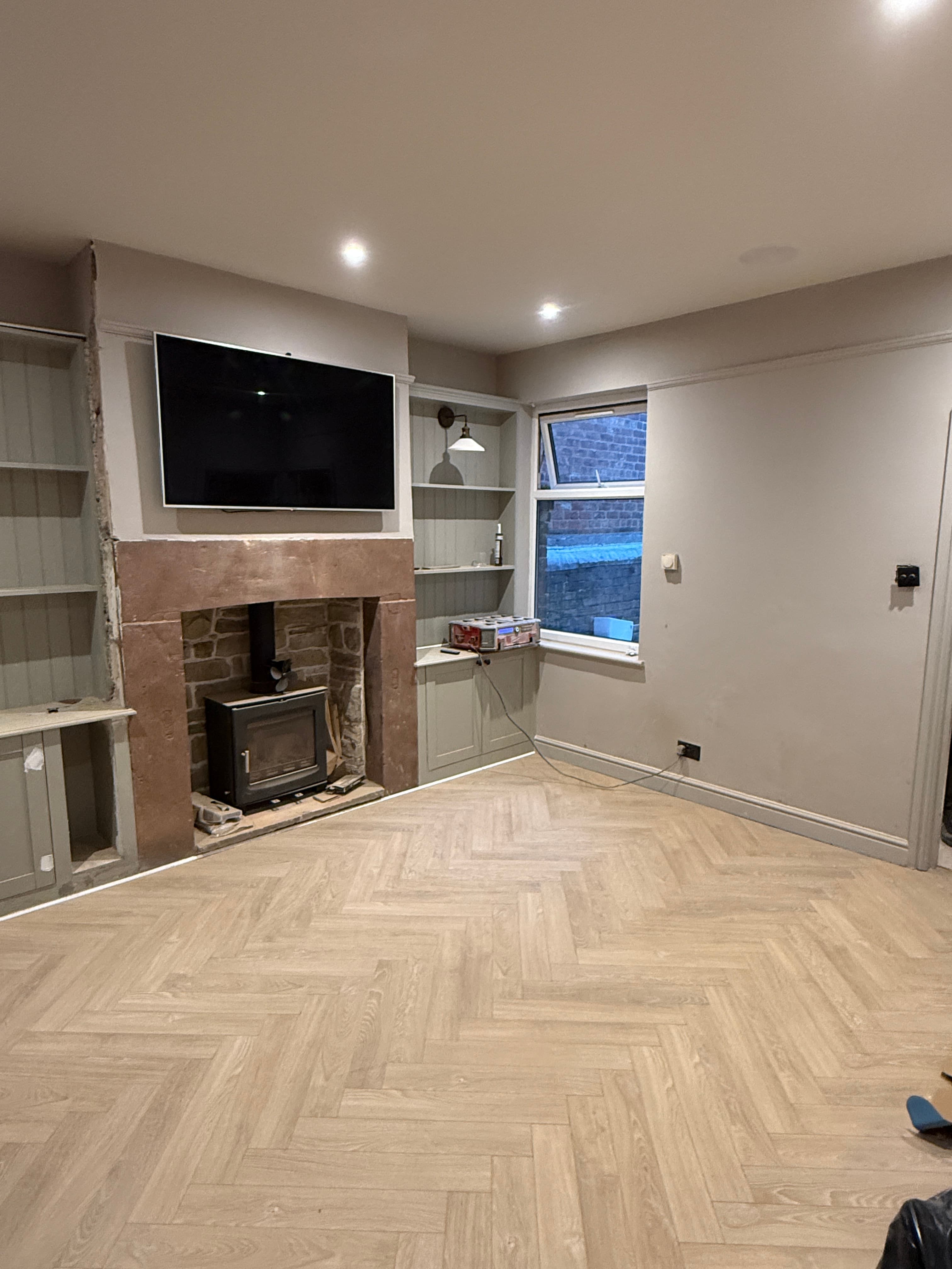 Completed residential living room renovation