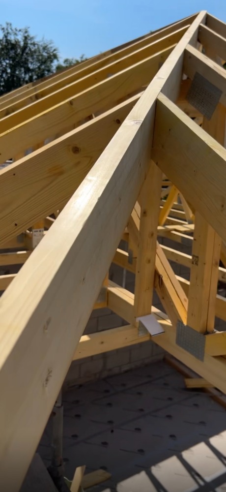 Timber roof framing on a residential new build