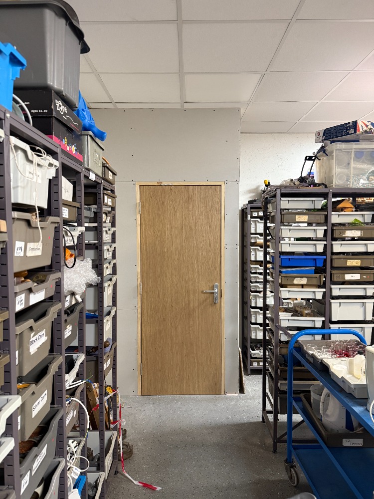 Solid oak door installed in a commercial facility