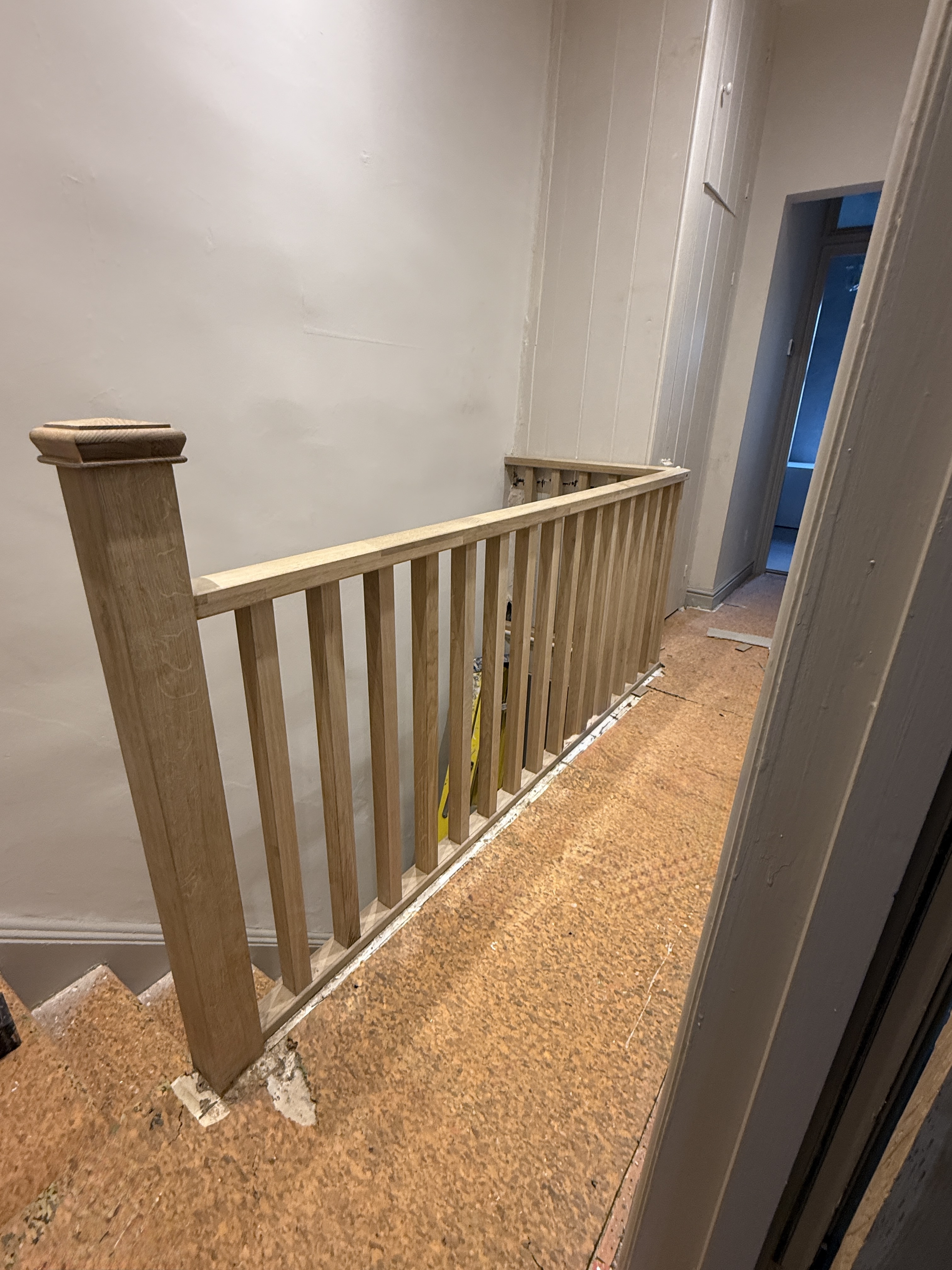 New oak staircase balustrade in a period home